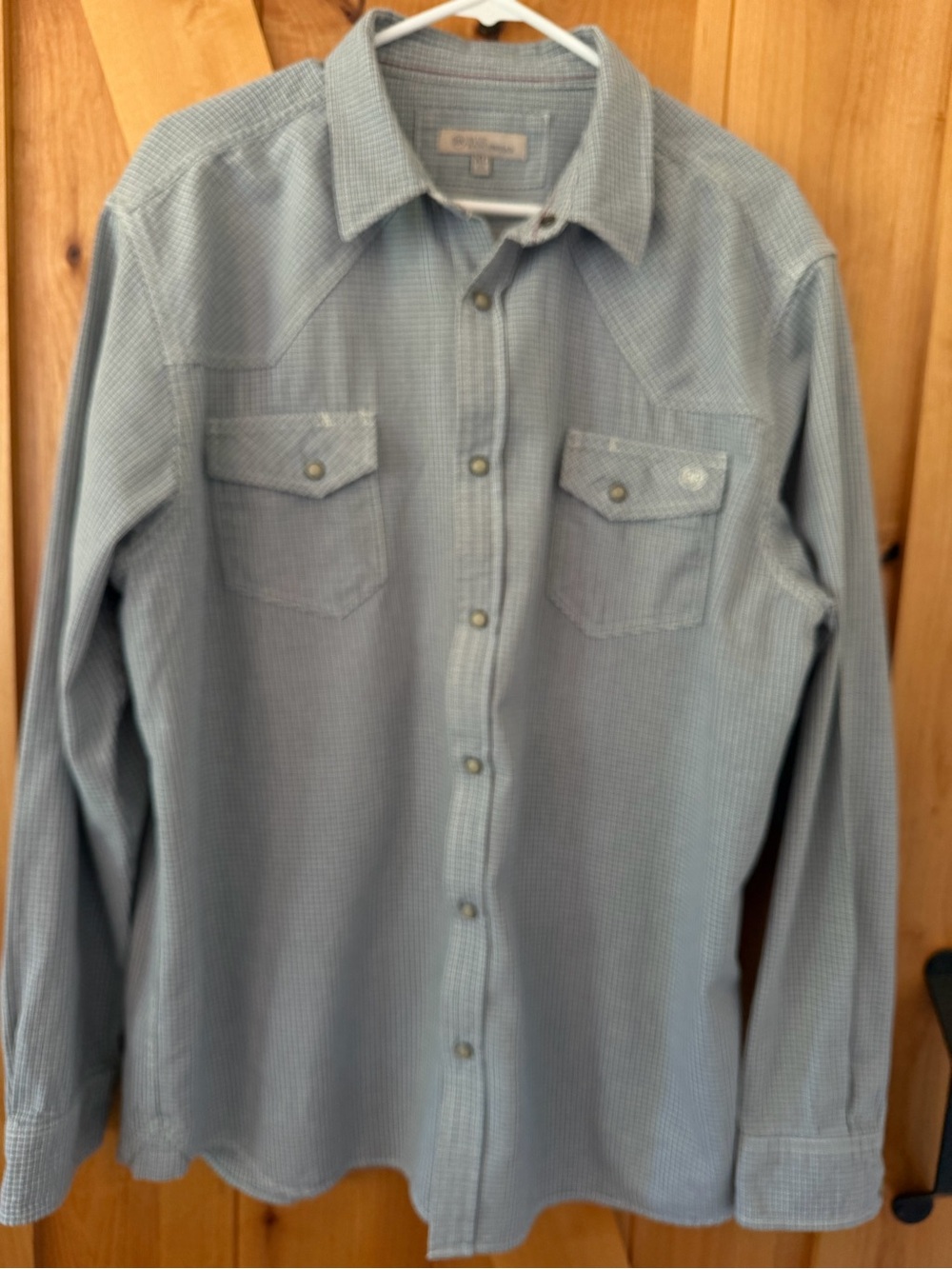 Blue Ranchwear Men’s XL Western Snap Shirt Blue Check Cotton Ranchwear Cowboy